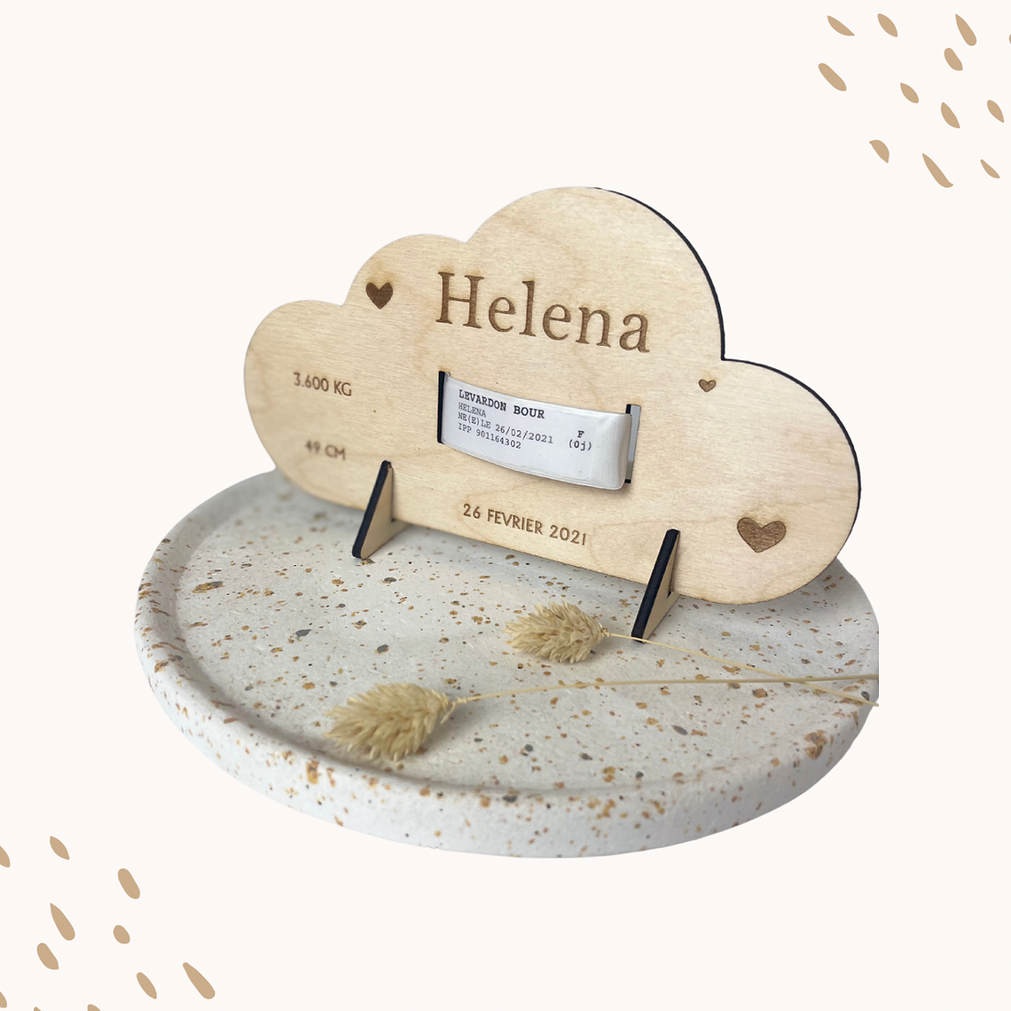 porte bracelet de naissance en bois gravé personnalisé - création artisanale petit chene