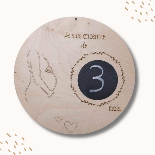 Plaque étape grossesse en bois personnalisée