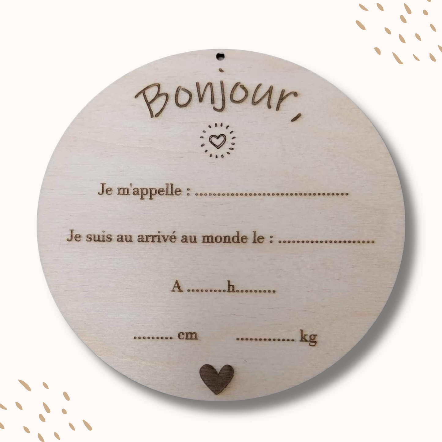 Plaque naissance bébé en bois personnalisée