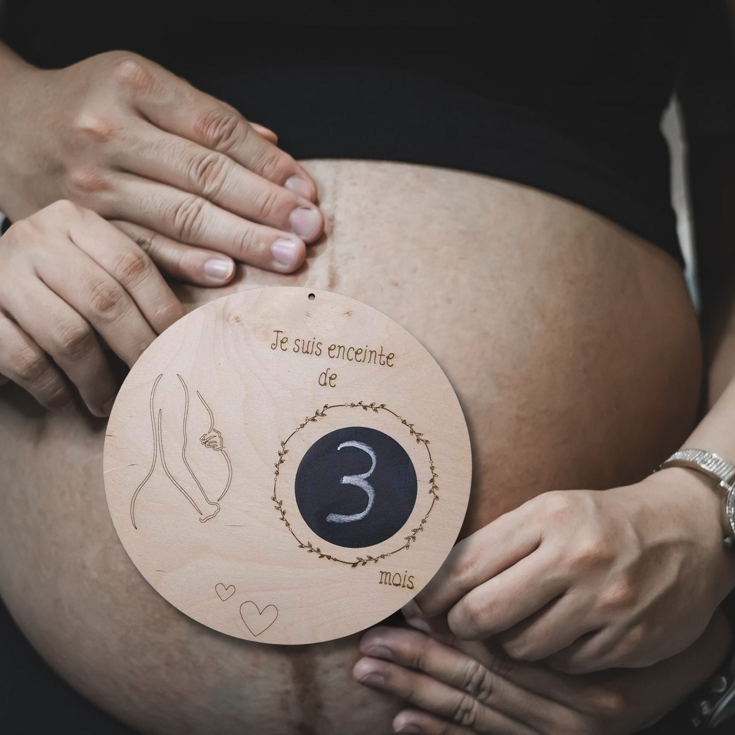 Plaque étape grossesse en bois personnalisée