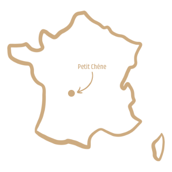 carte de france avec localisation de l'atelier petit chêne en haute-vienne