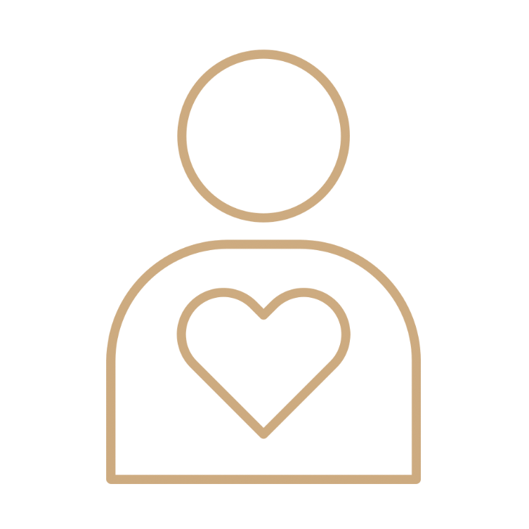 icone de personne avec un coeur représentant la dimension humaine de petit chene